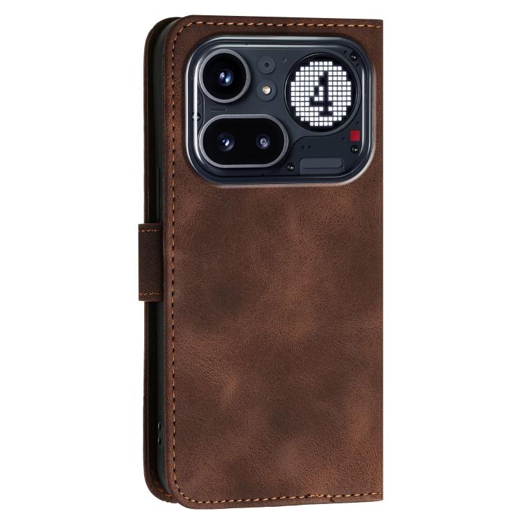 For Nothing Phone 4a Pro Grid Butterfly Embossed Pattern Leather Phone Case with Lanyard