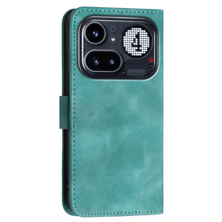For Nothing Phone 4a Pro Grid Butterfly Embossed Pattern Leather Phone Case with Lanyard