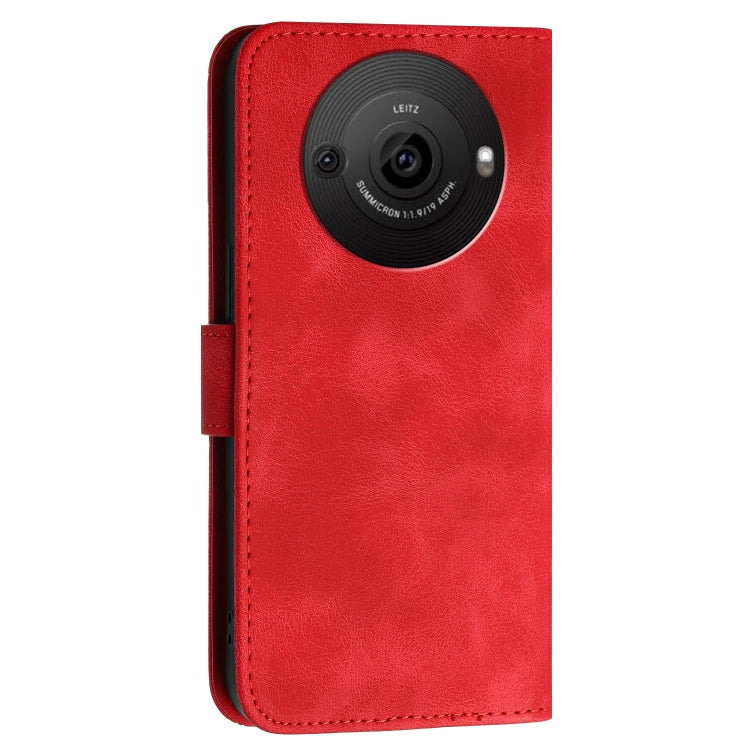 For Sharp Aquos R8 Pro SH-51D Grid Butterfly Embossed Pattern Leather Phone Case with Lanyard