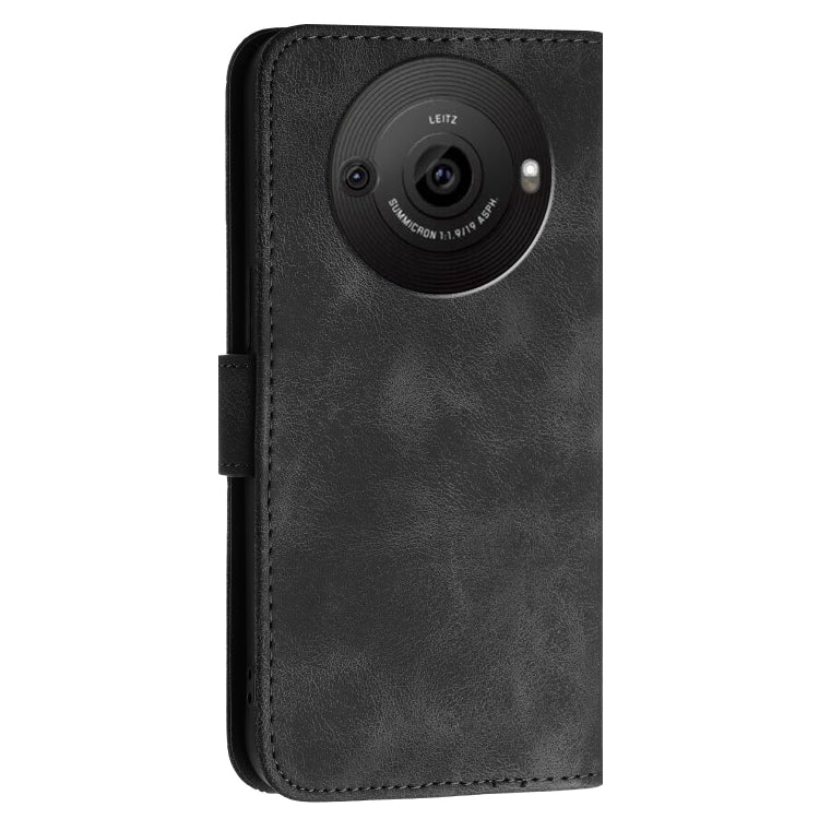 For Sharp Aquos R8 Pro SH-51D Grid Butterfly Embossed Pattern Leather Phone Case with Lanyard