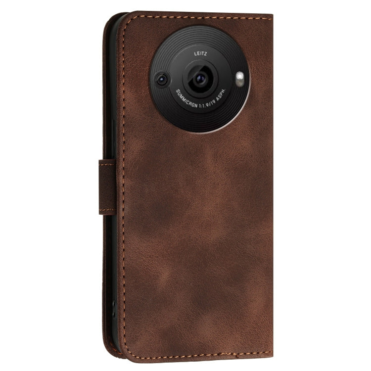 For Sharp Aquos R8 Pro SH-51D Grid Butterfly Embossed Pattern Leather Phone Case with Lanyard