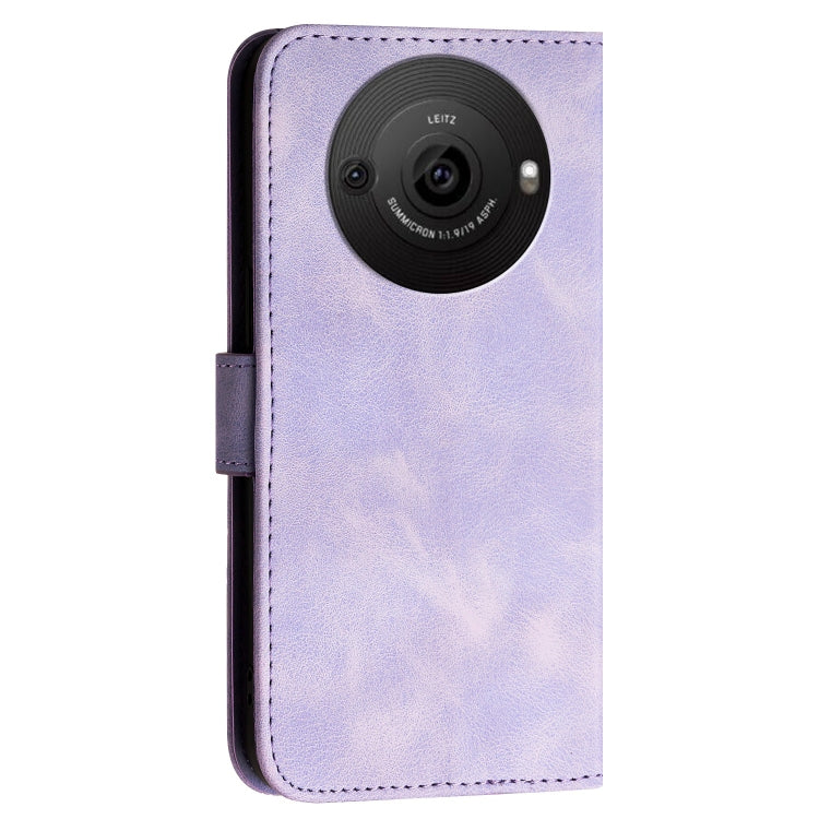 For Sharp Aquos R8 Pro SH-51D Grid Butterfly Embossed Pattern Leather Phone Case with Lanyard