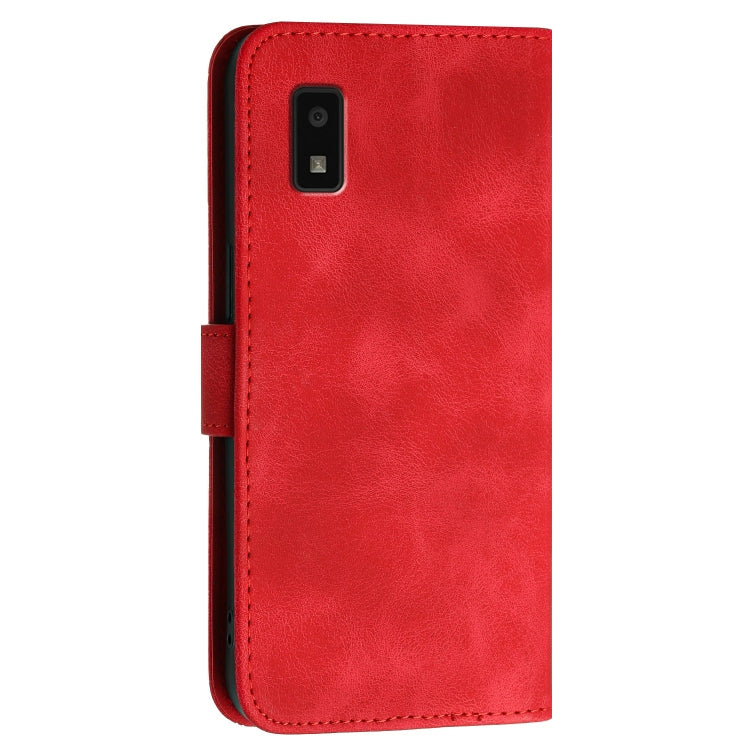 For Sharp Aquos Wish Grid Butterfly Embossed Pattern Leather Phone Case with Lanyard