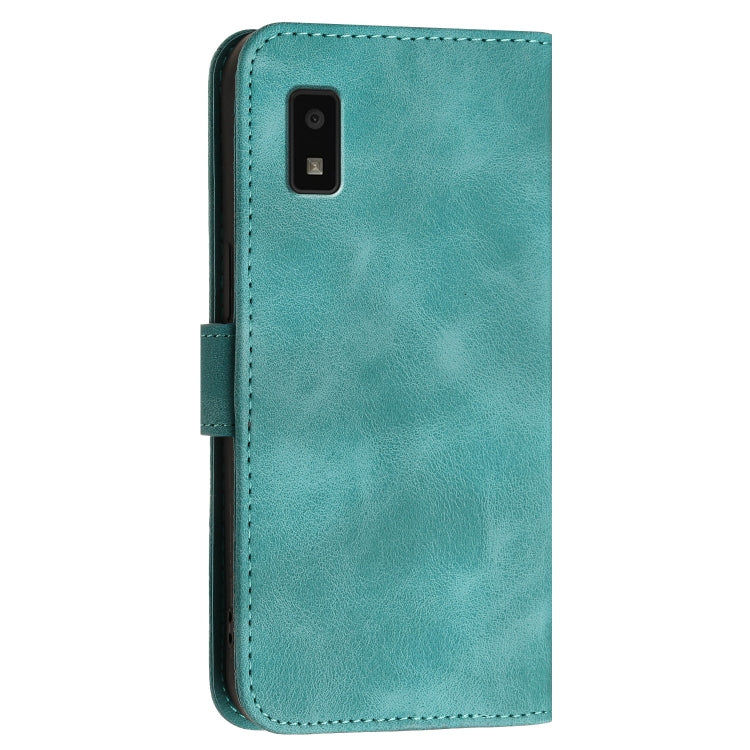 For Sharp Aquos Wish Grid Butterfly Embossed Pattern Leather Phone Case with Lanyard