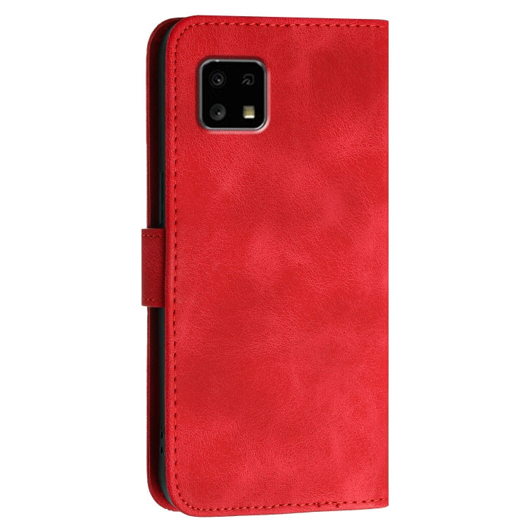 For Sharp Aquos Sense4 Grid Butterfly Embossed Pattern Leather Phone Case with Lanyard