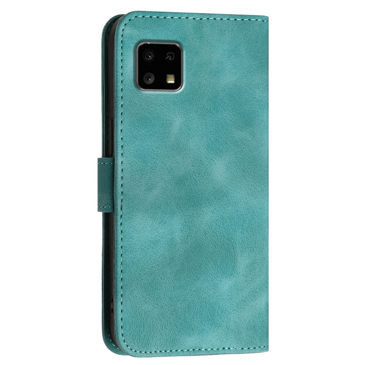 For Sharp Aquos Sense4 Grid Butterfly Embossed Pattern Leather Phone Case with Lanyard