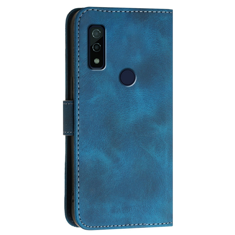 For Fujitsu Arrows We F-51B Grid Butterfly Embossed Pattern Flip Leather Phone Case with Lanyard