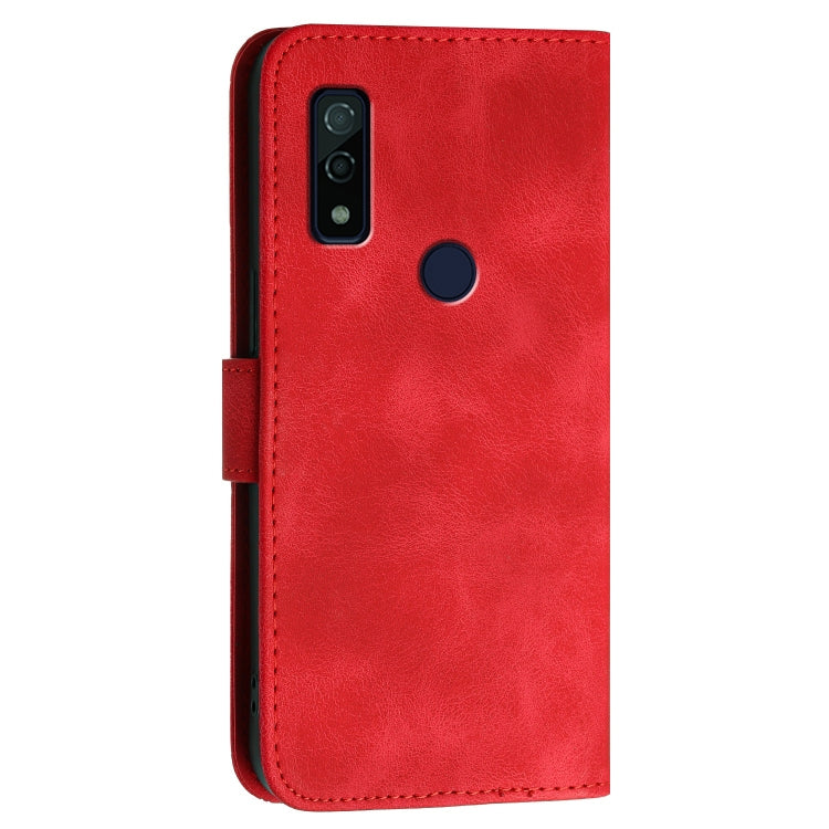 For Fujitsu Arrows We F-51B Grid Butterfly Embossed Pattern Flip Leather Phone Case with Lanyard