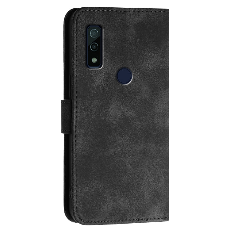 For Fujitsu Arrows We F-51B Grid Butterfly Embossed Pattern Flip Leather Phone Case with Lanyard