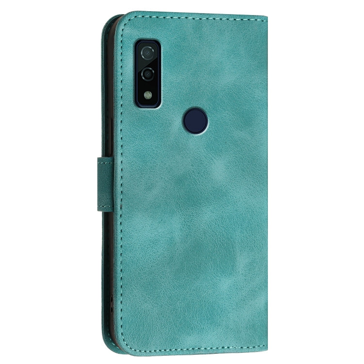 For Fujitsu Arrows We F-51B Grid Butterfly Embossed Pattern Flip Leather Phone Case with Lanyard