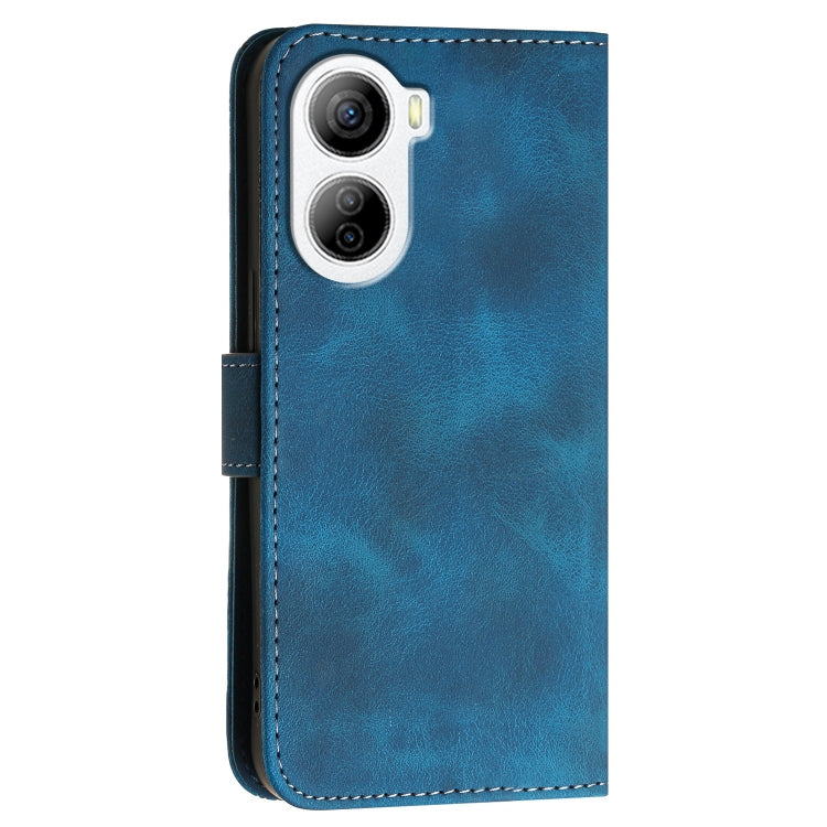 For ZTE Libero 5G IV YX0080 Grid Butterfly Embossed Pattern Flip Leather Phone Case with Lanyard