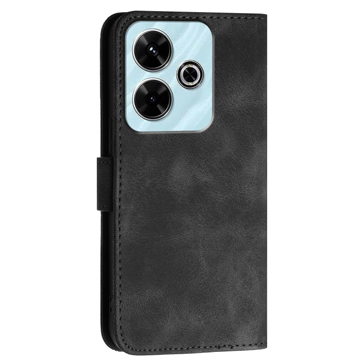 For Redmi 13 Grid Butterfly Embossed Pattern Leather Phone Case with Lanyard