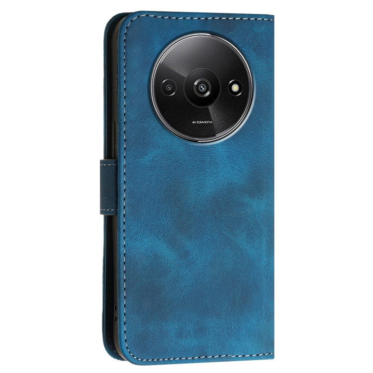 For Redmi A3 Grid Butterfly Embossed Pattern Leather Phone Case with Lanyard