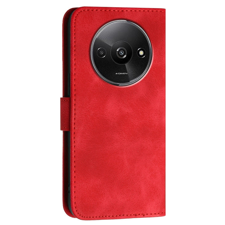 For Redmi A3 Grid Butterfly Embossed Pattern Leather Phone Case with Lanyard