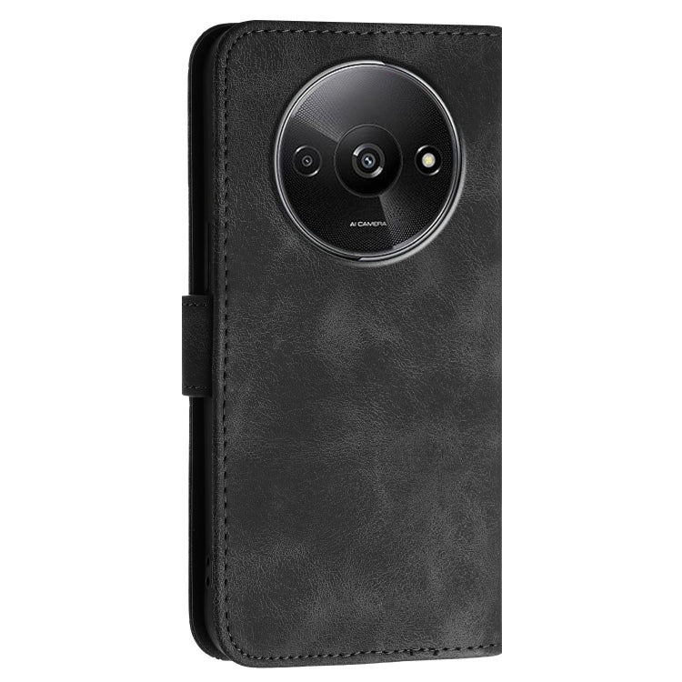 For Redmi A3 Grid Butterfly Embossed Pattern Leather Phone Case with Lanyard