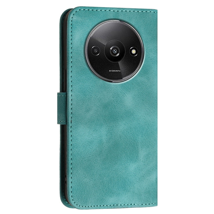 For Redmi A3 Grid Butterfly Embossed Pattern Leather Phone Case with Lanyard