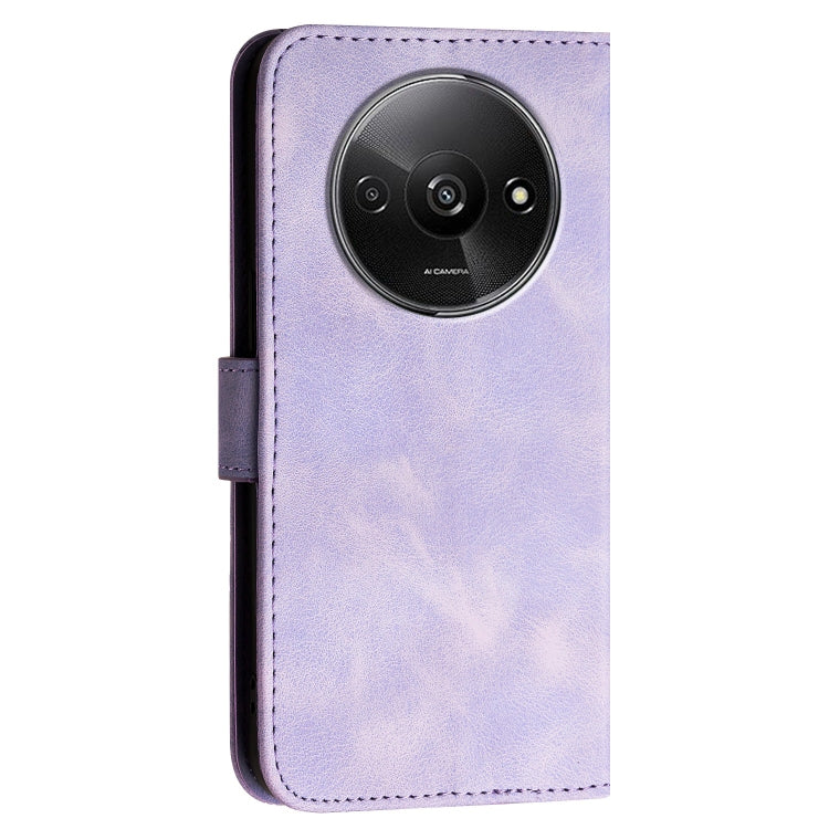 For Redmi A3 Grid Butterfly Embossed Pattern Leather Phone Case with Lanyard