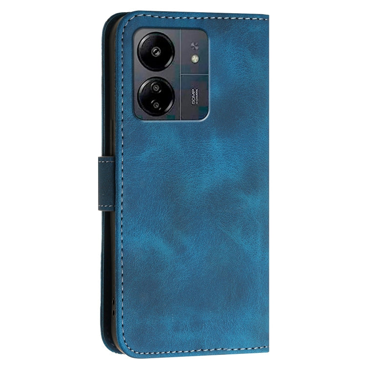For Redmi 13C Grid Butterfly Embossed Pattern Leather Phone Case with Lanyard