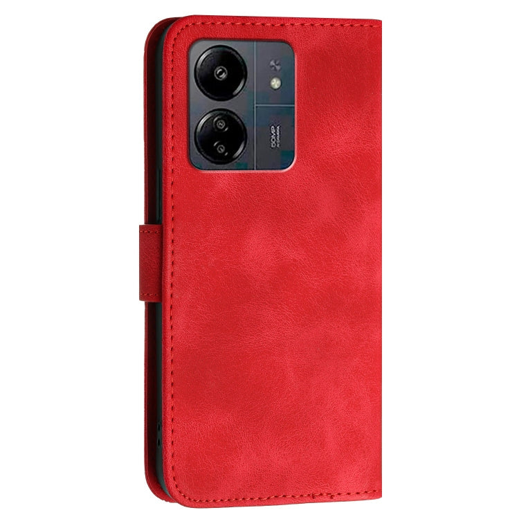 For Redmi 13C Grid Butterfly Embossed Pattern Leather Phone Case with Lanyard