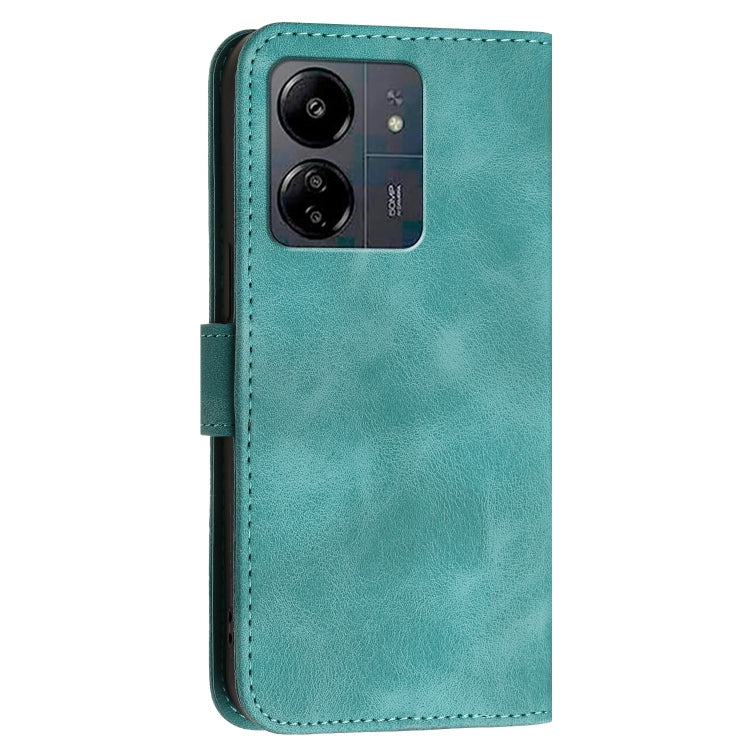 For Redmi 13C Grid Butterfly Embossed Pattern Leather Phone Case with Lanyard