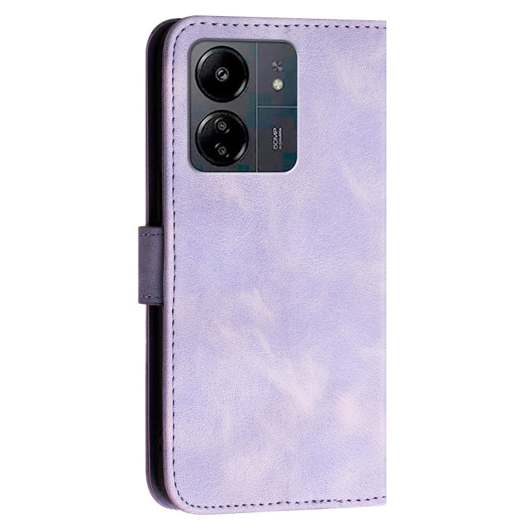 For Redmi 13C Grid Butterfly Embossed Pattern Leather Phone Case with Lanyard