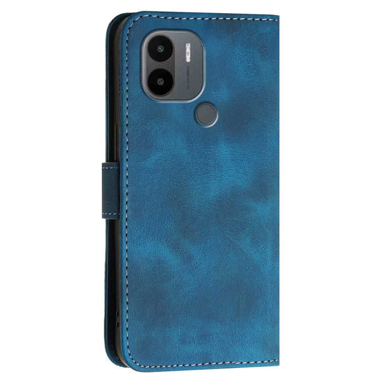 For Redmi A1+ Grid Butterfly Embossed Pattern Leather Phone Case with Lanyard