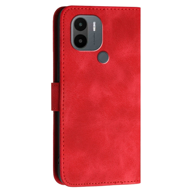For Redmi A1+ Grid Butterfly Embossed Pattern Leather Phone Case with Lanyard