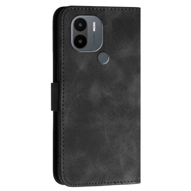 For Redmi A1+ Grid Butterfly Embossed Pattern Leather Phone Case with Lanyard