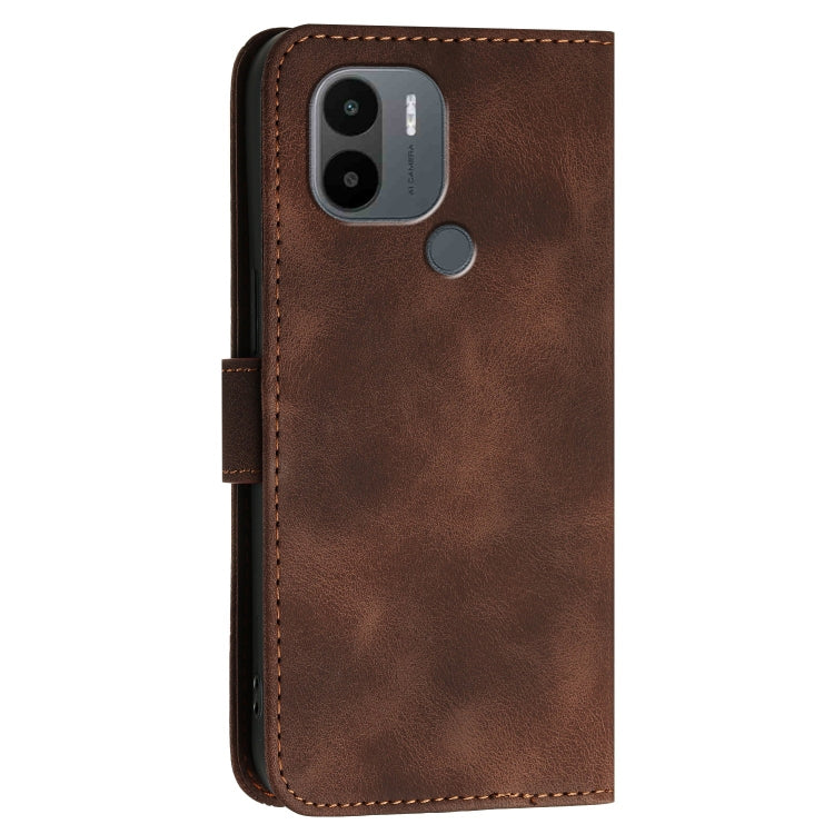 For Redmi A1+ Grid Butterfly Embossed Pattern Leather Phone Case with Lanyard