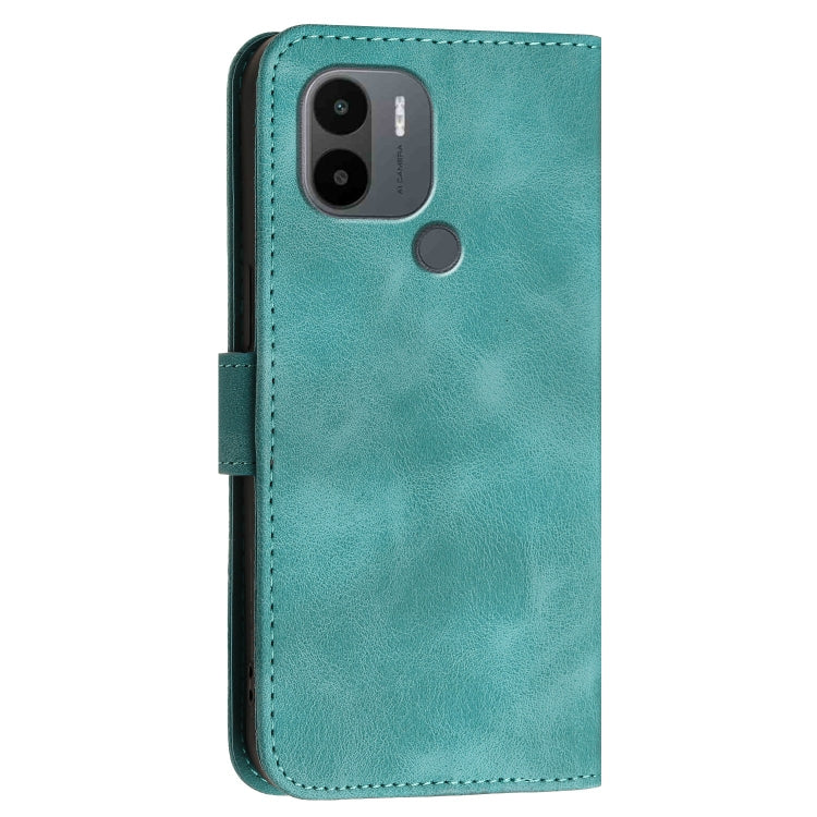 For Redmi A1+ Grid Butterfly Embossed Pattern Leather Phone Case with Lanyard