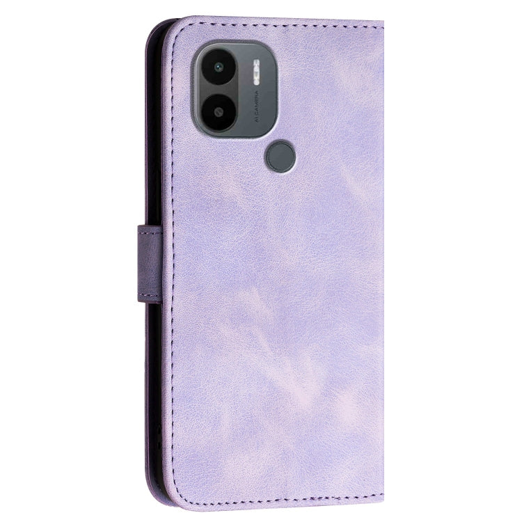 For Redmi A1+ Grid Butterfly Embossed Pattern Leather Phone Case with Lanyard