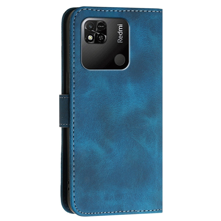 For Redmi 10A Grid Butterfly Embossed Pattern Leather Phone Case with Lanyard
