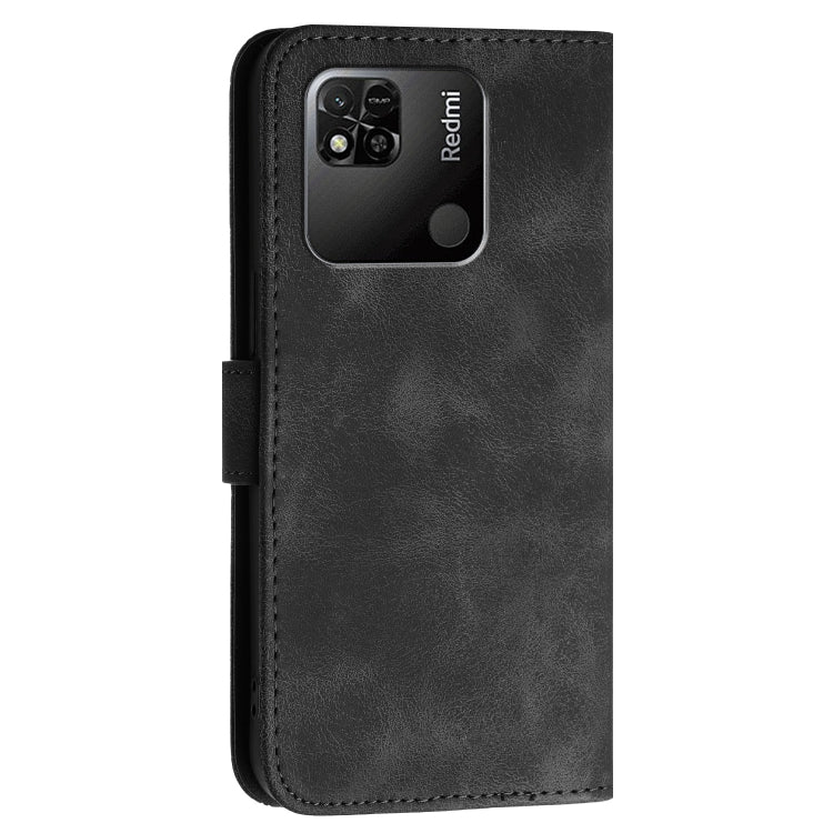 For Redmi 10A Grid Butterfly Embossed Pattern Leather Phone Case with Lanyard