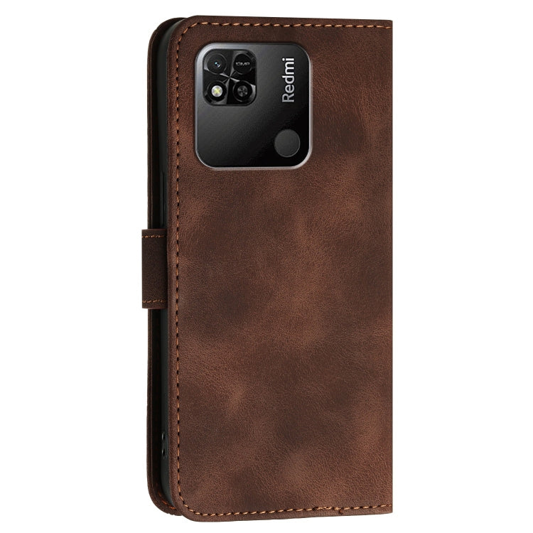 For Redmi 10A Grid Butterfly Embossed Pattern Leather Phone Case with Lanyard