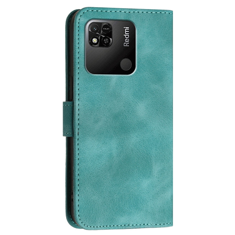 For Redmi 10A Grid Butterfly Embossed Pattern Leather Phone Case with Lanyard