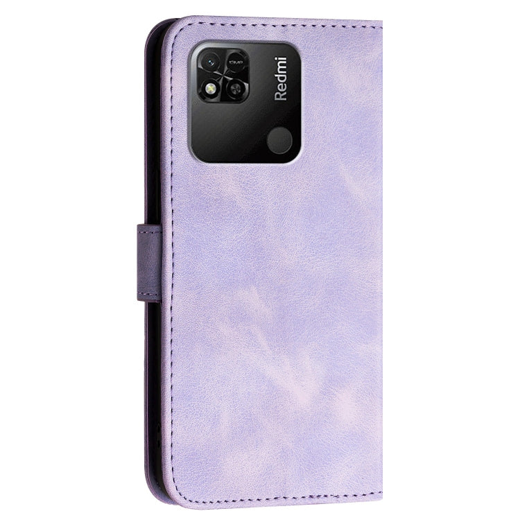 For Redmi 10A Grid Butterfly Embossed Pattern Leather Phone Case with Lanyard