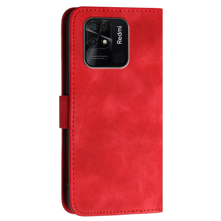 For Redmi 10C Grid Butterfly Embossed Pattern Leather Phone Case with Lanyard