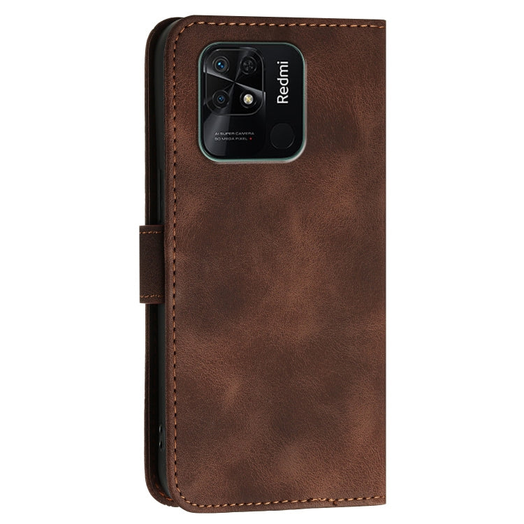For Redmi 10C Grid Butterfly Embossed Pattern Leather Phone Case with Lanyard