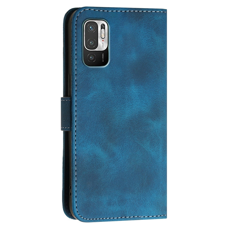 For Redmi 10 Grid Butterfly Embossed Pattern Leather Phone Case with Lanyard