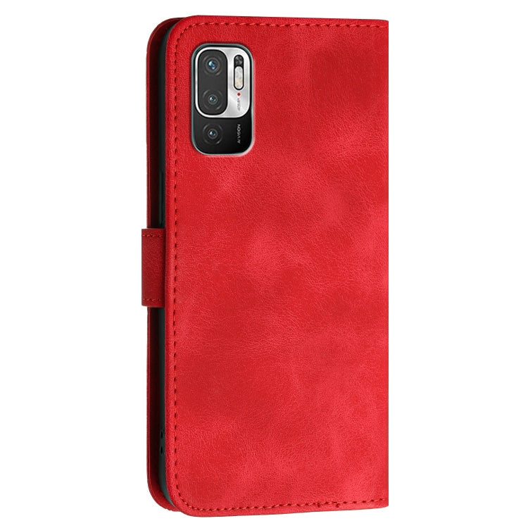 For Redmi 10 Grid Butterfly Embossed Pattern Leather Phone Case with Lanyard