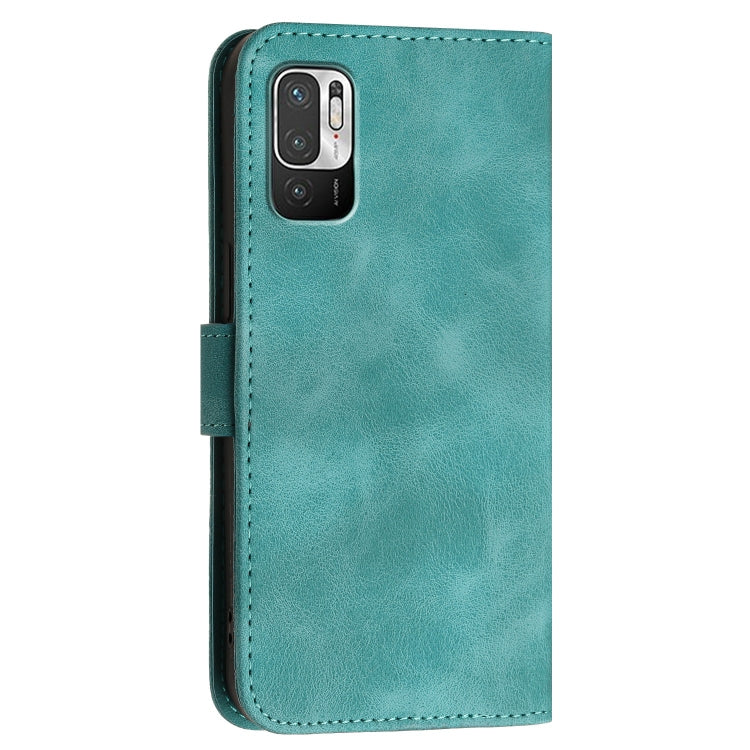 For Redmi 10 Grid Butterfly Embossed Pattern Leather Phone Case with Lanyard