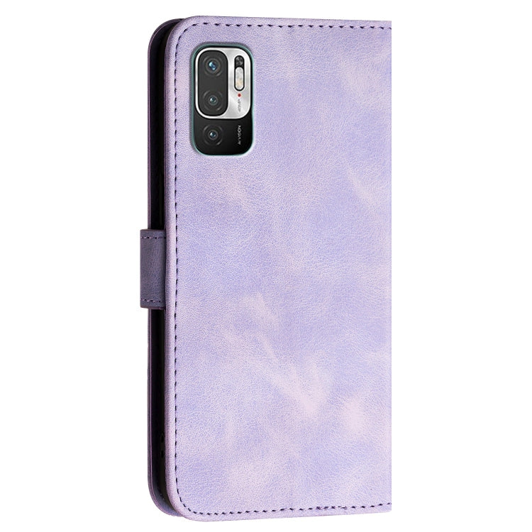 For Redmi 10 Grid Butterfly Embossed Pattern Leather Phone Case with Lanyard
