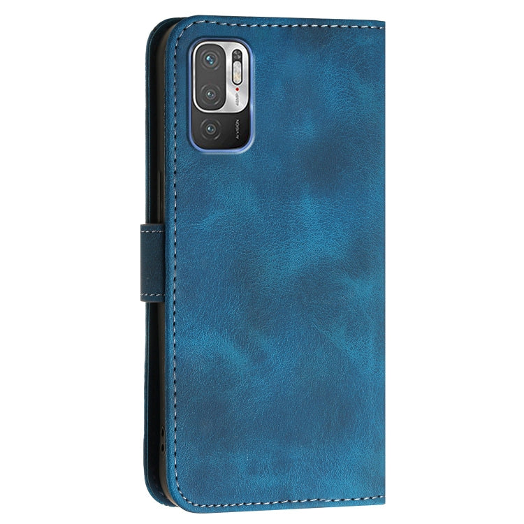 For Redmi Note 10 JE Version Grid Butterfly Embossed Pattern Leather Phone Case with Lanyard