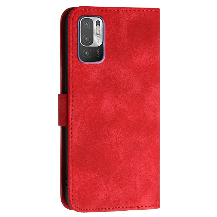 For Redmi Note 10 JE Version Grid Butterfly Embossed Pattern Leather Phone Case with Lanyard
