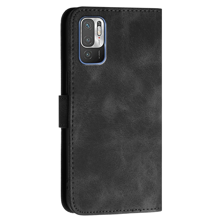 For Redmi Note 10 JE Version Grid Butterfly Embossed Pattern Leather Phone Case with Lanyard