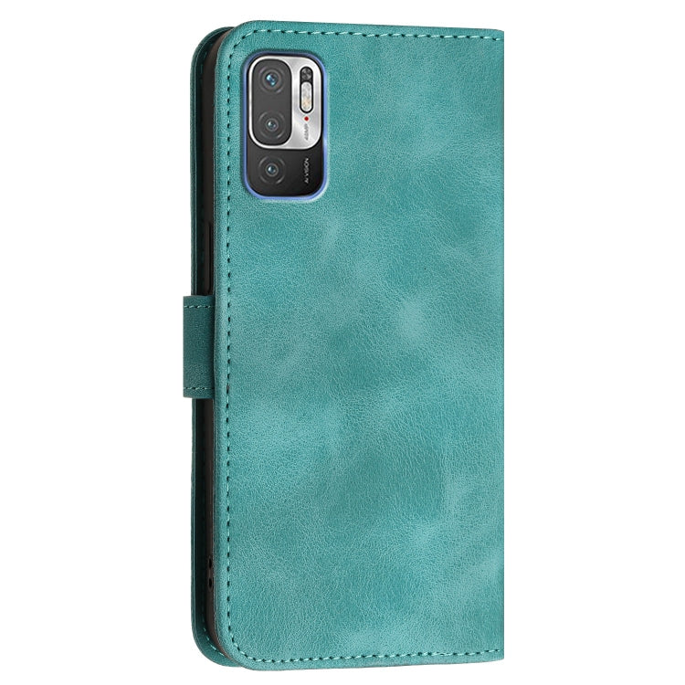 For Redmi Note 10 JE Version Grid Butterfly Embossed Pattern Leather Phone Case with Lanyard
