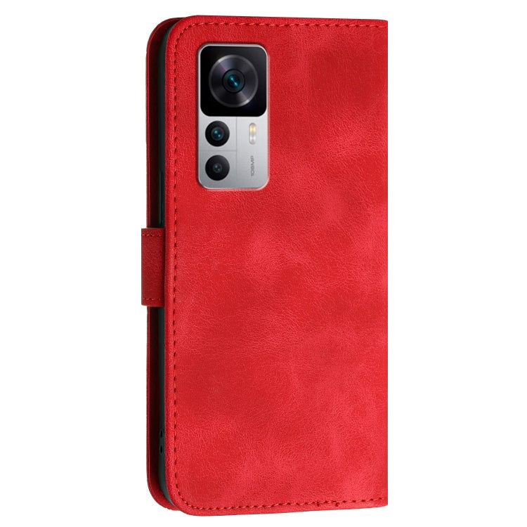 For Redmi K50 Ultra Grid Butterfly Embossed Pattern Leather Phone Case with Lanyard