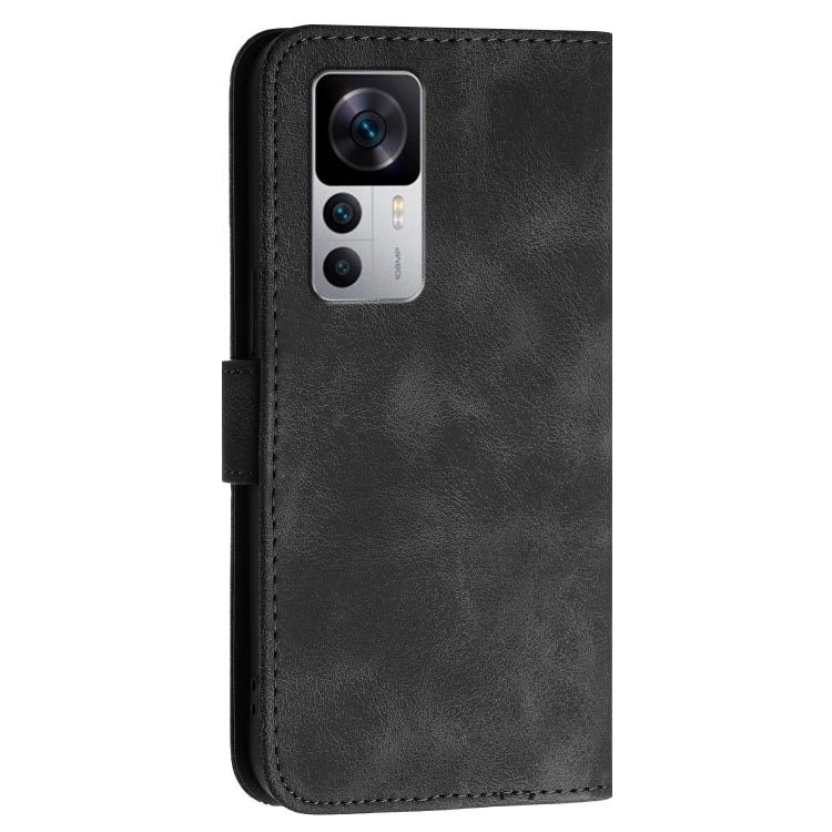 For Redmi K50 Ultra Grid Butterfly Embossed Pattern Leather Phone Case with Lanyard