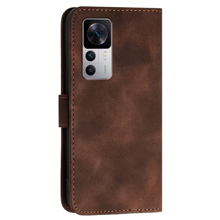 For Redmi K50 Ultra Grid Butterfly Embossed Pattern Leather Phone Case with Lanyard