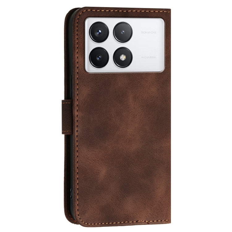 For Redmi K70 Grid Butterfly Embossed Pattern Leather Phone Case with Lanyard